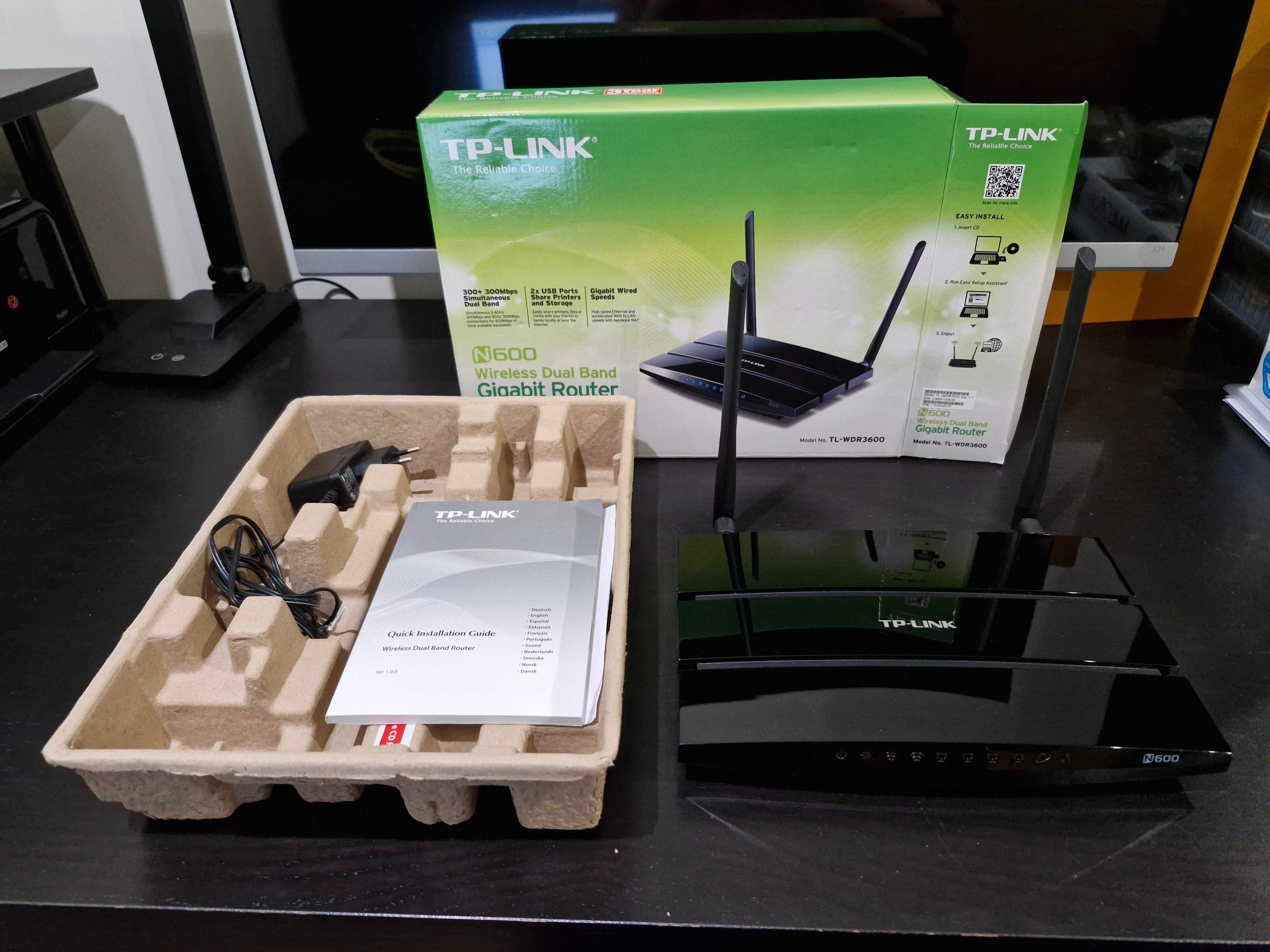 Router Wi-fi TP-Link N600 Dual Band Gigabit TL-WDR3600 - como novo