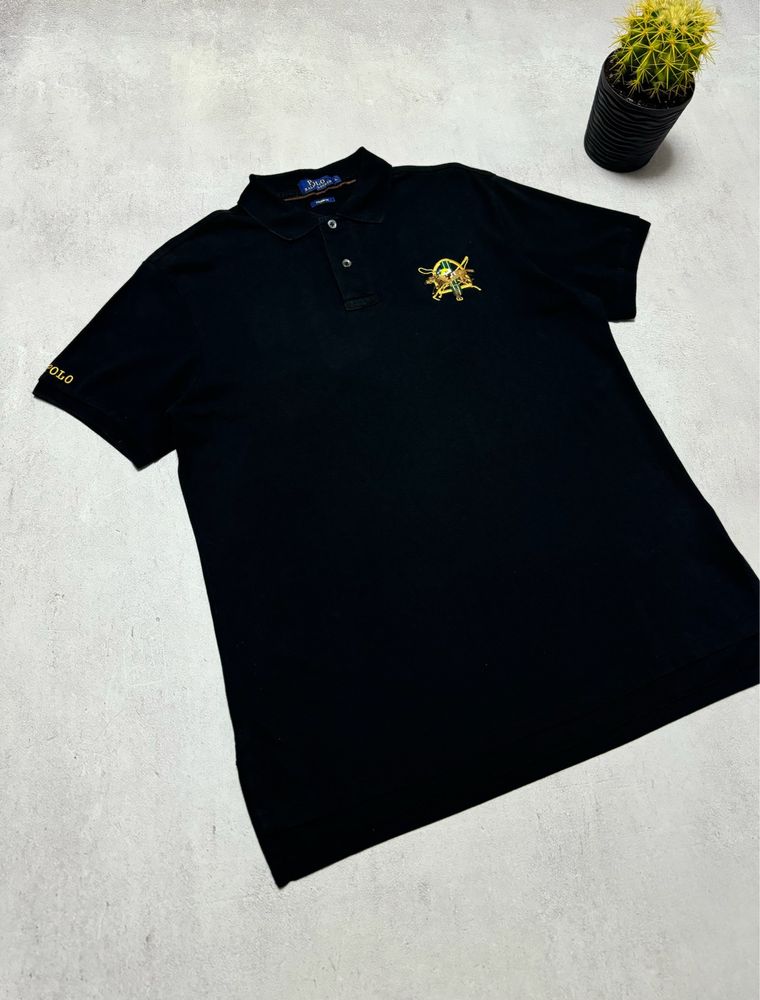 Поло футболка чорна чоловіча Polo Ralph Lauren big logo оригінал