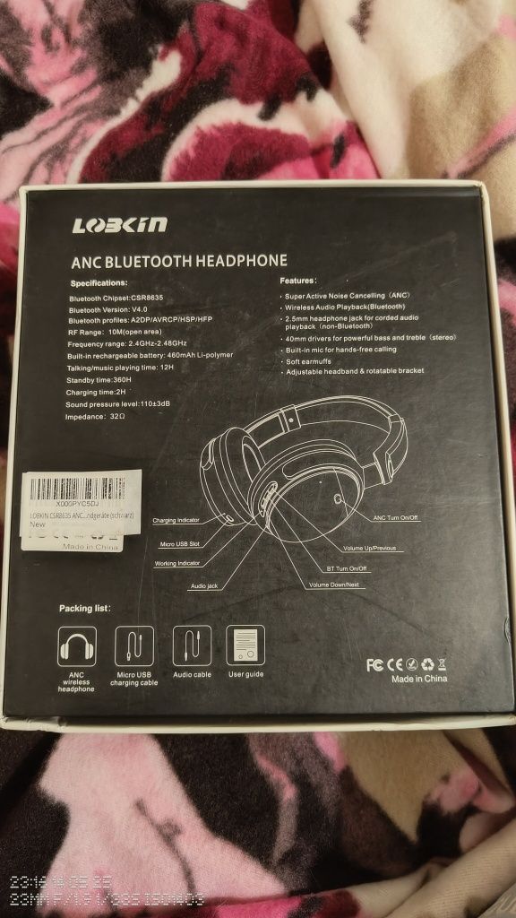 Безпровідні навушники lobkin ANC Bluetooth headphones