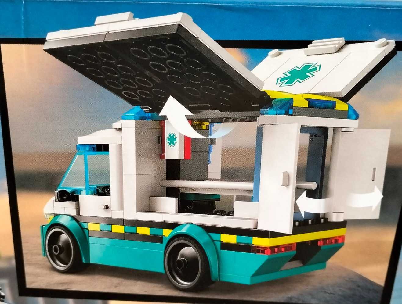 LEGO City x 2 zestawy: Ciężarówka z burgerami, Karetka pogotowia
