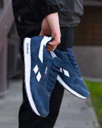 Кроссовки мужские Reebok Classic Leather Blue White Рибок Классик