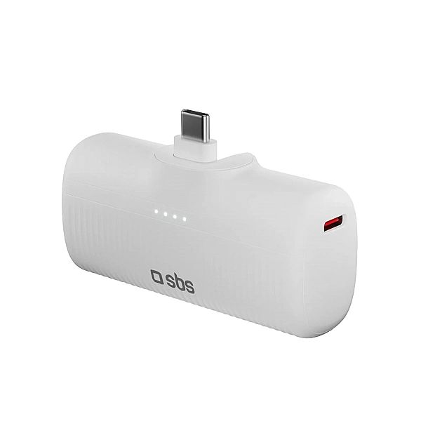 Powerbank SBS EcoPower 5000 mAh 10W z wbudowanym portem USB-C - biały
