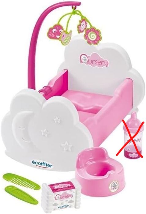 Ecoiffier łóżeczko z akcesoriami dla lalek, dla dzieci od 18 miesięcy