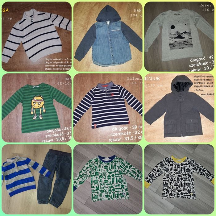 Zestaw 104 cm sweter, bluza, spodnie, bluzki, kurtka