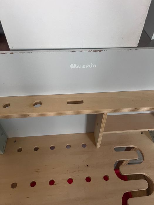 Warsztat drewniany dla dzieci z akcesoriami + silnik + garaż z autkiem