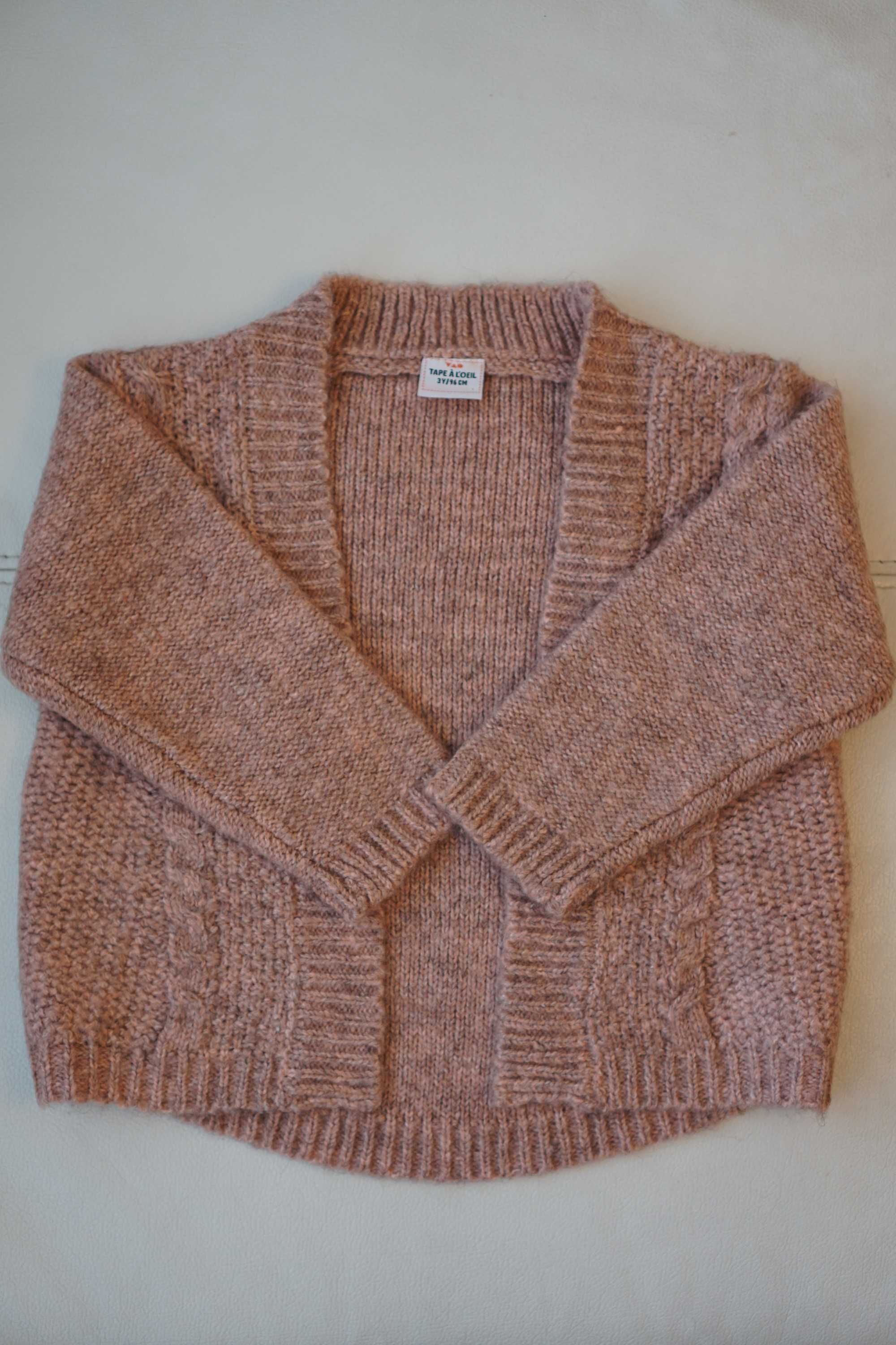 Sweterek/ elegancki ciepły kardigan dla dziewczynki w rozmiarze 96 cm
