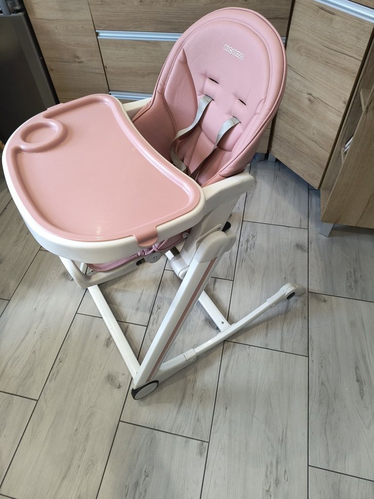 Krzesełko do karmienia biało-różowe