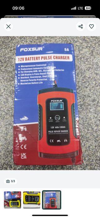 Автомобильное зарядное устройство для аккумуляторов, 12 В, 10 А