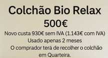 Colchão Articulado Bio Relax 200x90cm - apenas 2 meses - Quarteira