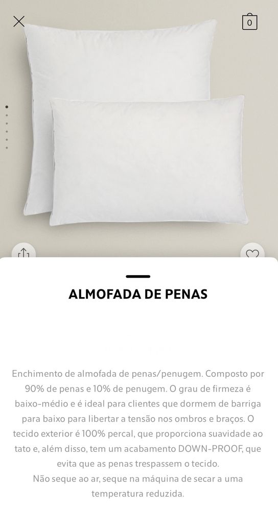 Almofada De Penas Zara Home NOVO