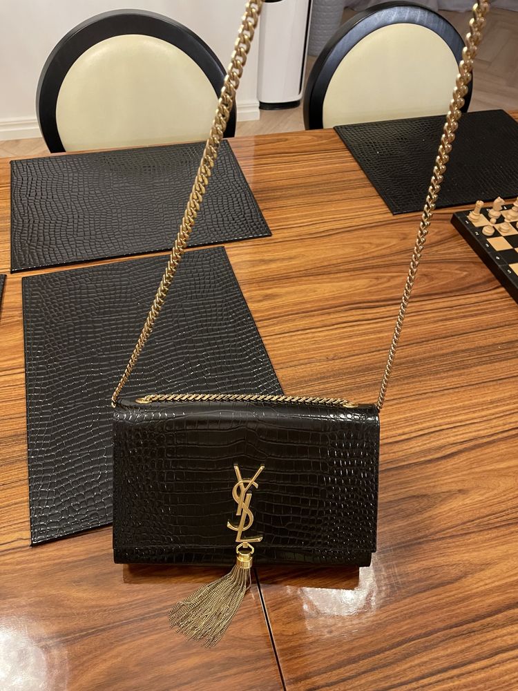 Torebka Saint Laurent YSL Kate Medium Tassel Pompom czarna