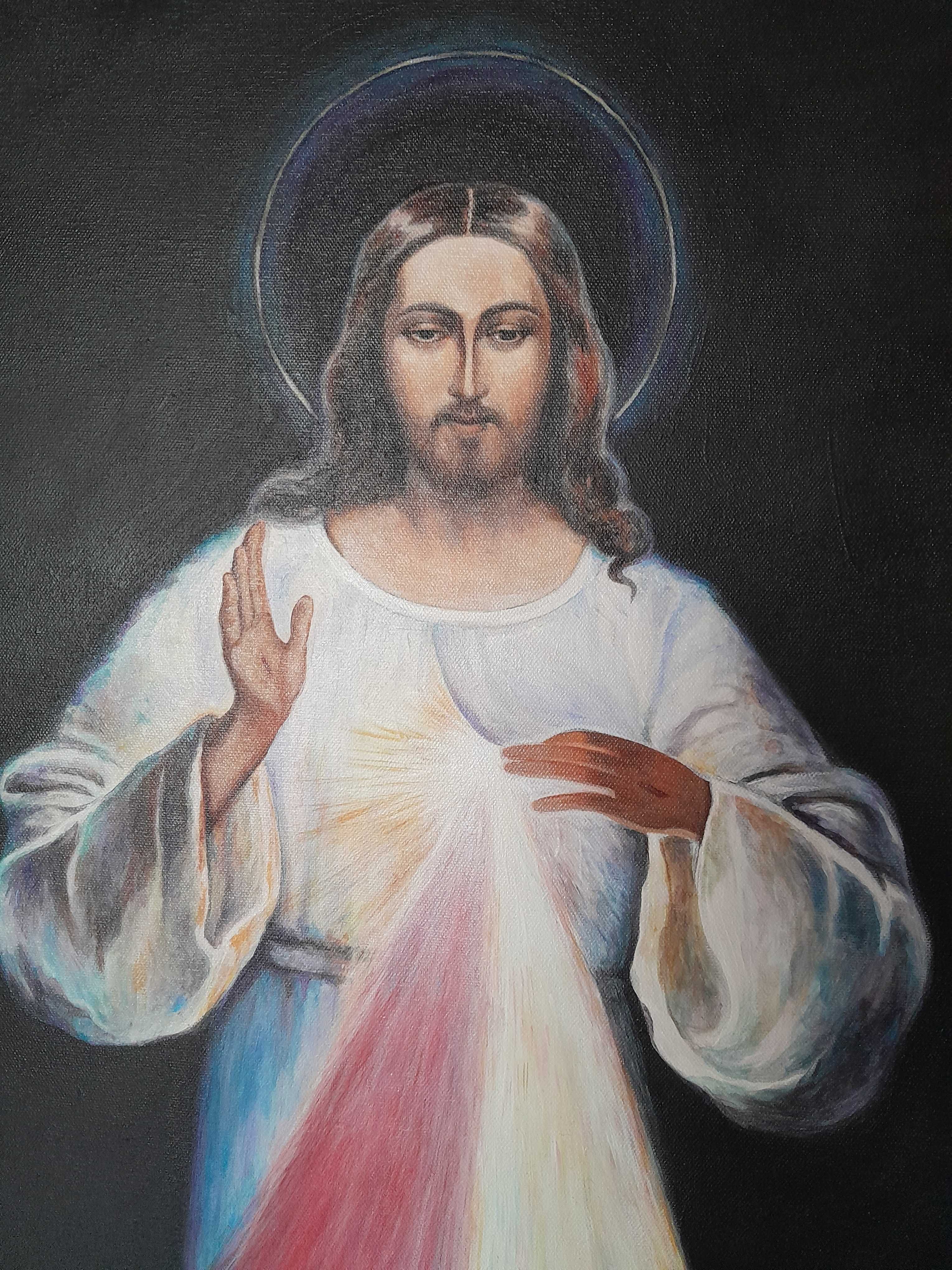 Jezus milosierny obraz olej na plotnie 120x60cm