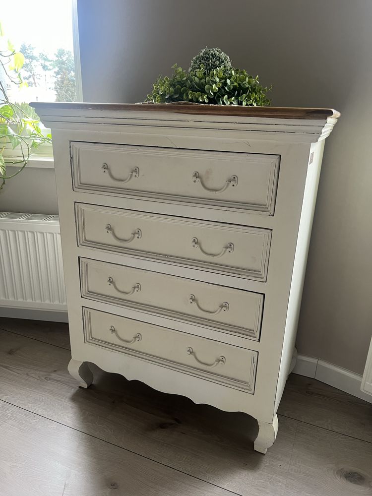 Komoda, shabby chic, bielona drewno