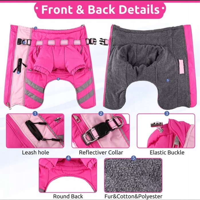 Wodoodporna Ciepła Wysokiej Jakosci  Kurtka Dla Psa L