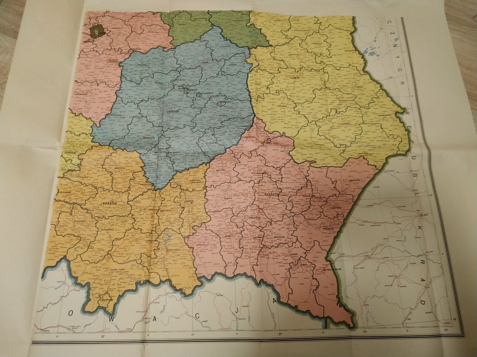 Polska mapa administracyjna Wojskowe Zakłady Kartograficzne 1955r