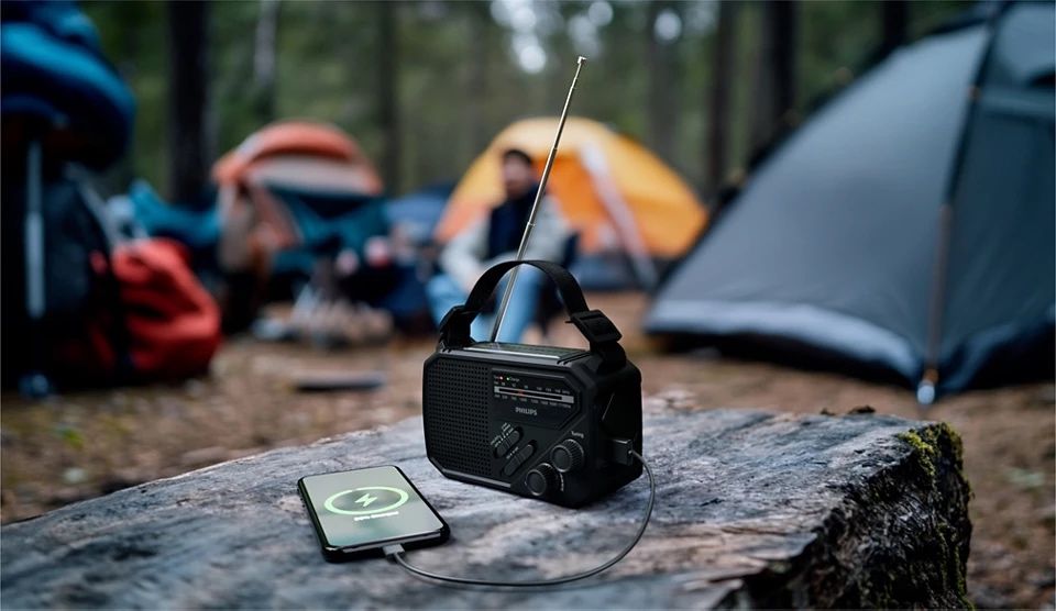 Radio przenośne PHILIPS TAR1609 Latarka SOS alarm Powerbank Solarne