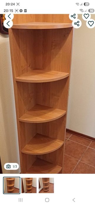 Regał półka narożna słupek olcha.