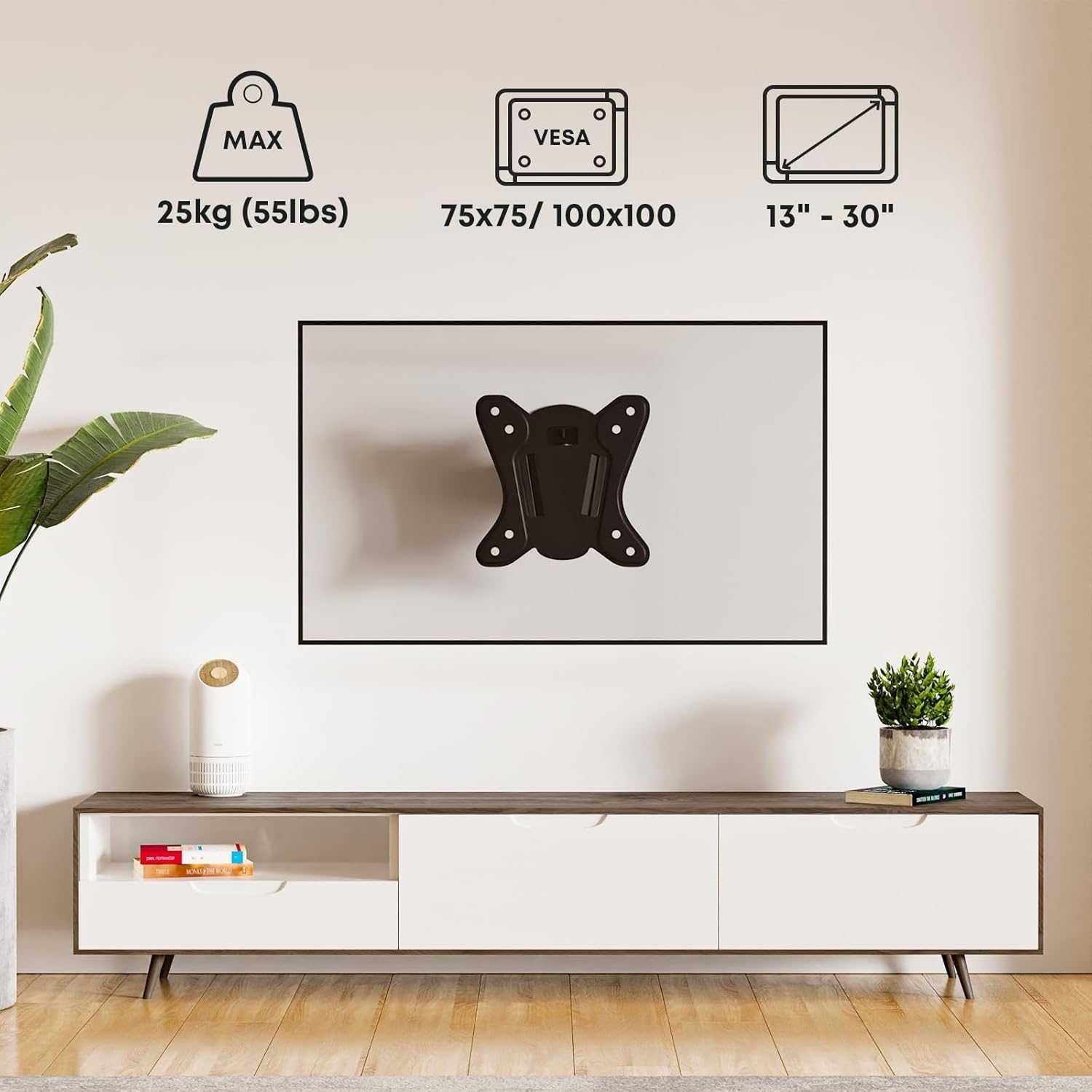 Uchwyt ścienny do telewizora 13-30 cali VESA 75x75 100x100 do 25 kg