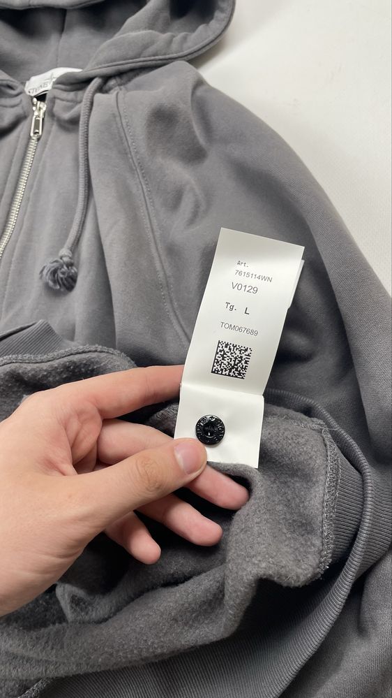 Зип худи Stone island серый Л