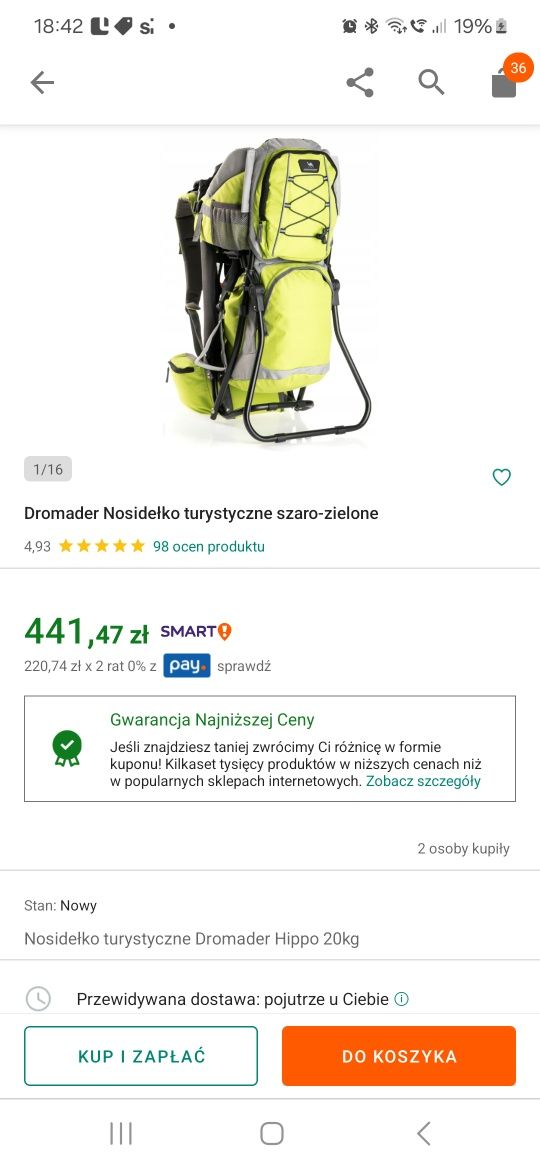 Dromader plecak na stelażu do noszenia dziecka