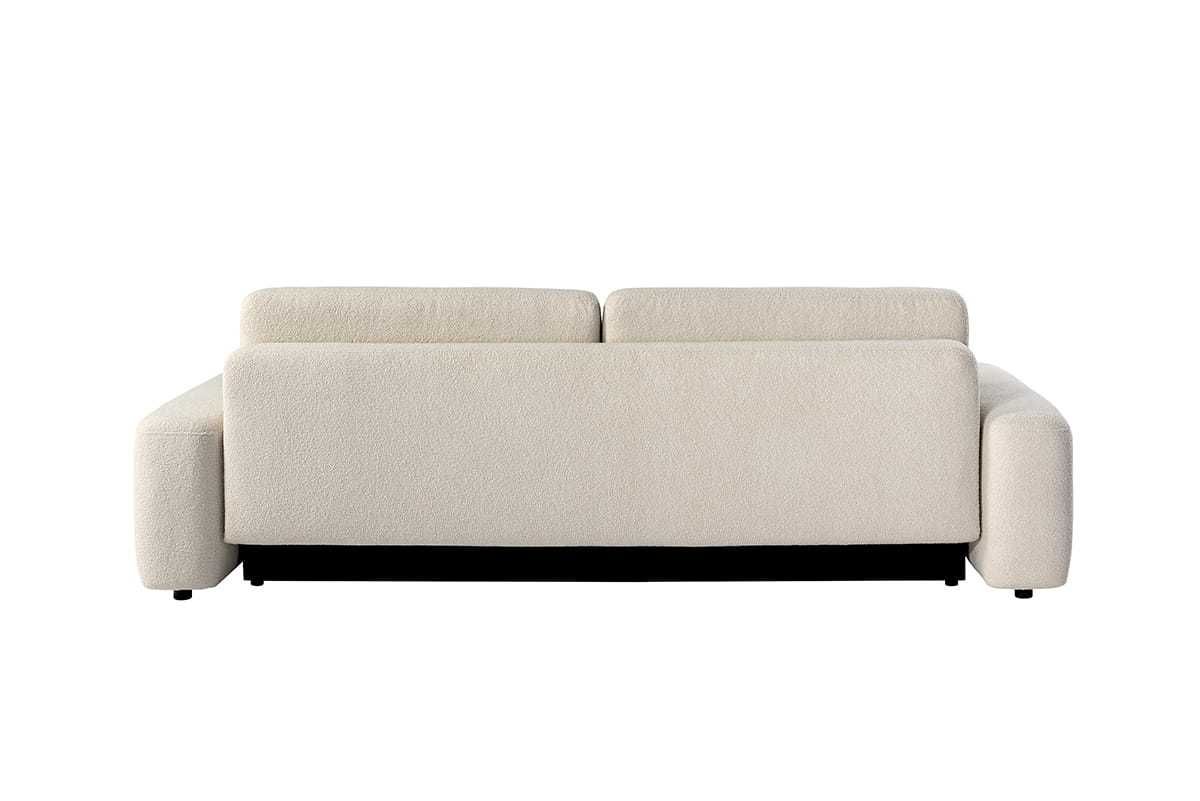 Sofa tapicerowana rozkładana tkanina boucle beżowa