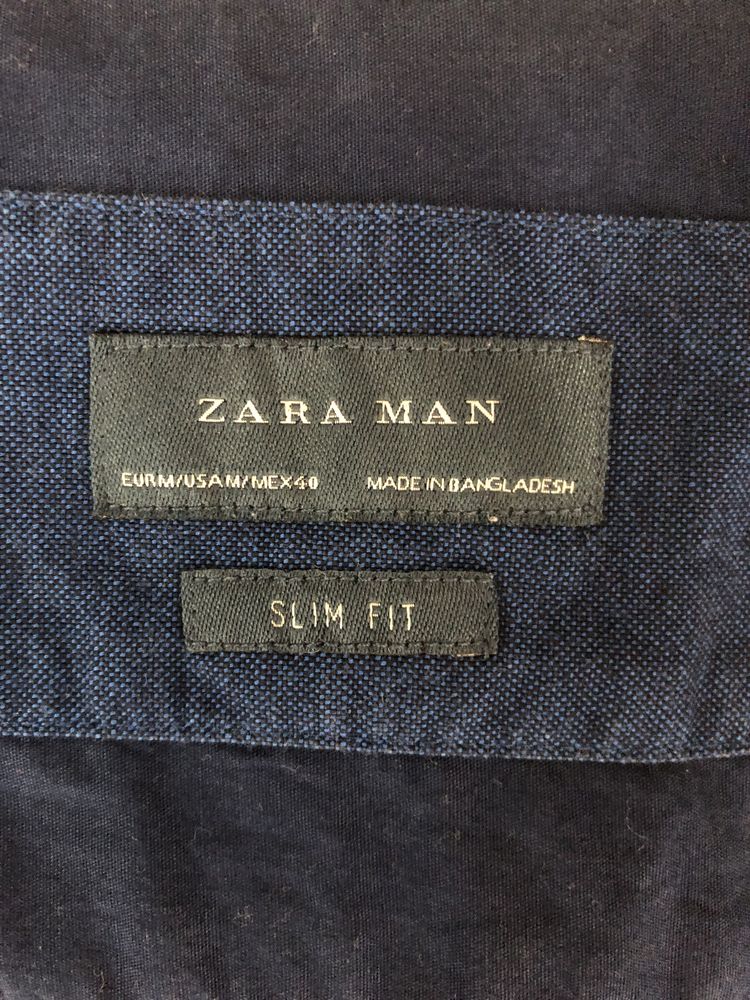 Niebieska elegancka koszula wizytowa Zara Man Slim Fit gładka
