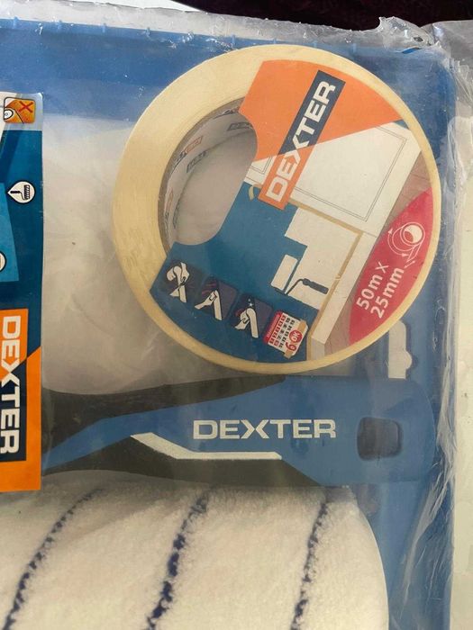 Kit pintura rolo+recarga+pincel+tabuleiro+proteção Dexter