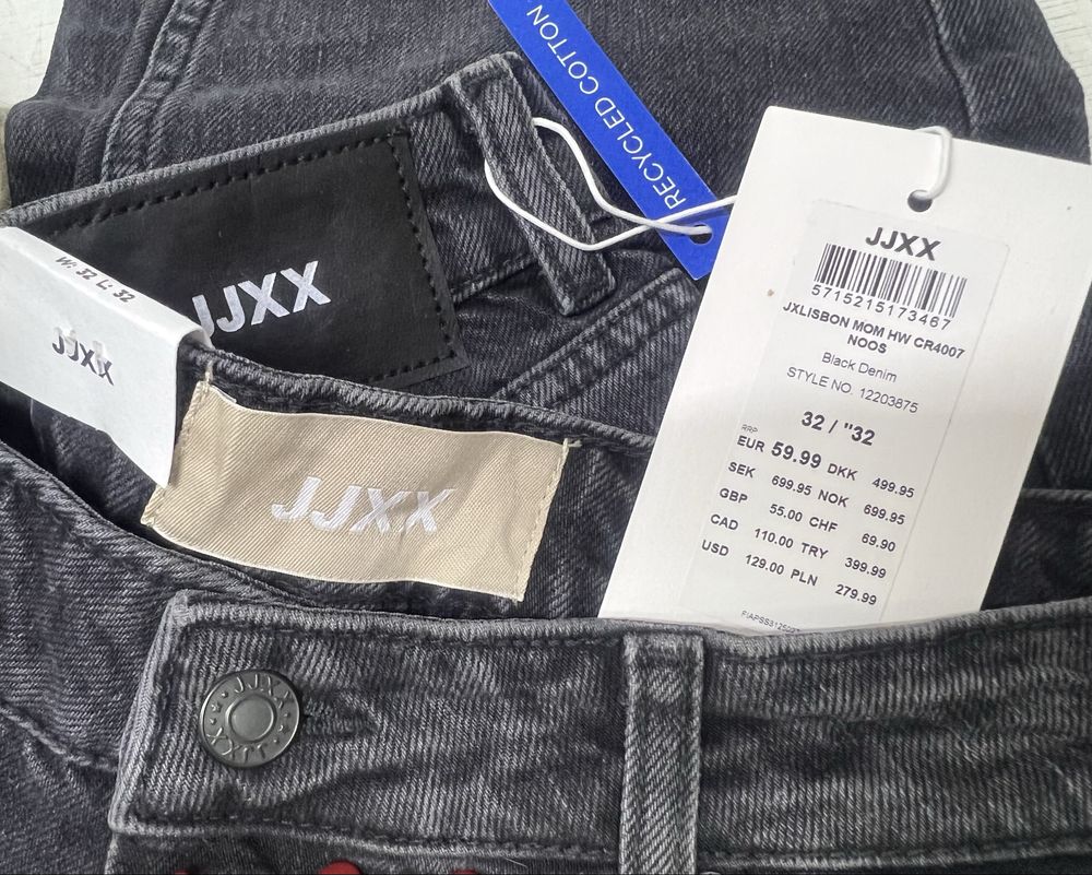 60€ JJXX Джинси моми мом CR4007 32/32 чорний денім