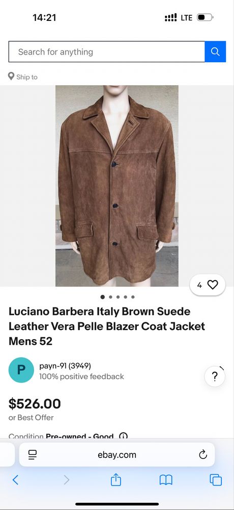 Дубленка Liciano Barbera, оригинал