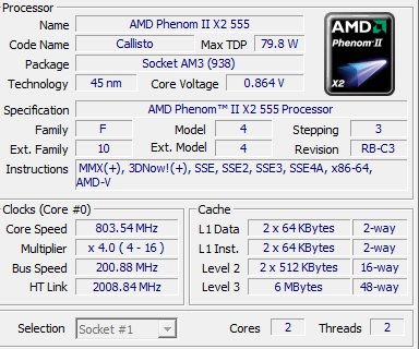 AMD Phenom II X2 555 BE 3.2 GhZ AM2+/AM3 + chłodzenie Tacens Gelus