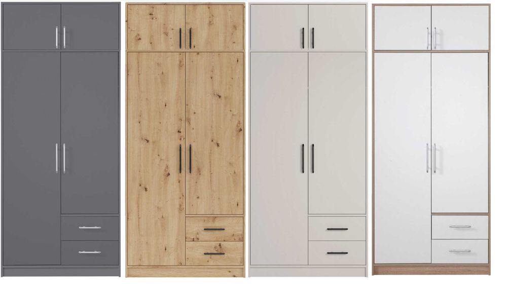 meble szafa 100cm dwudrzwiowa wysoka 230 Dąb Artisan kaszmir Szara HIT