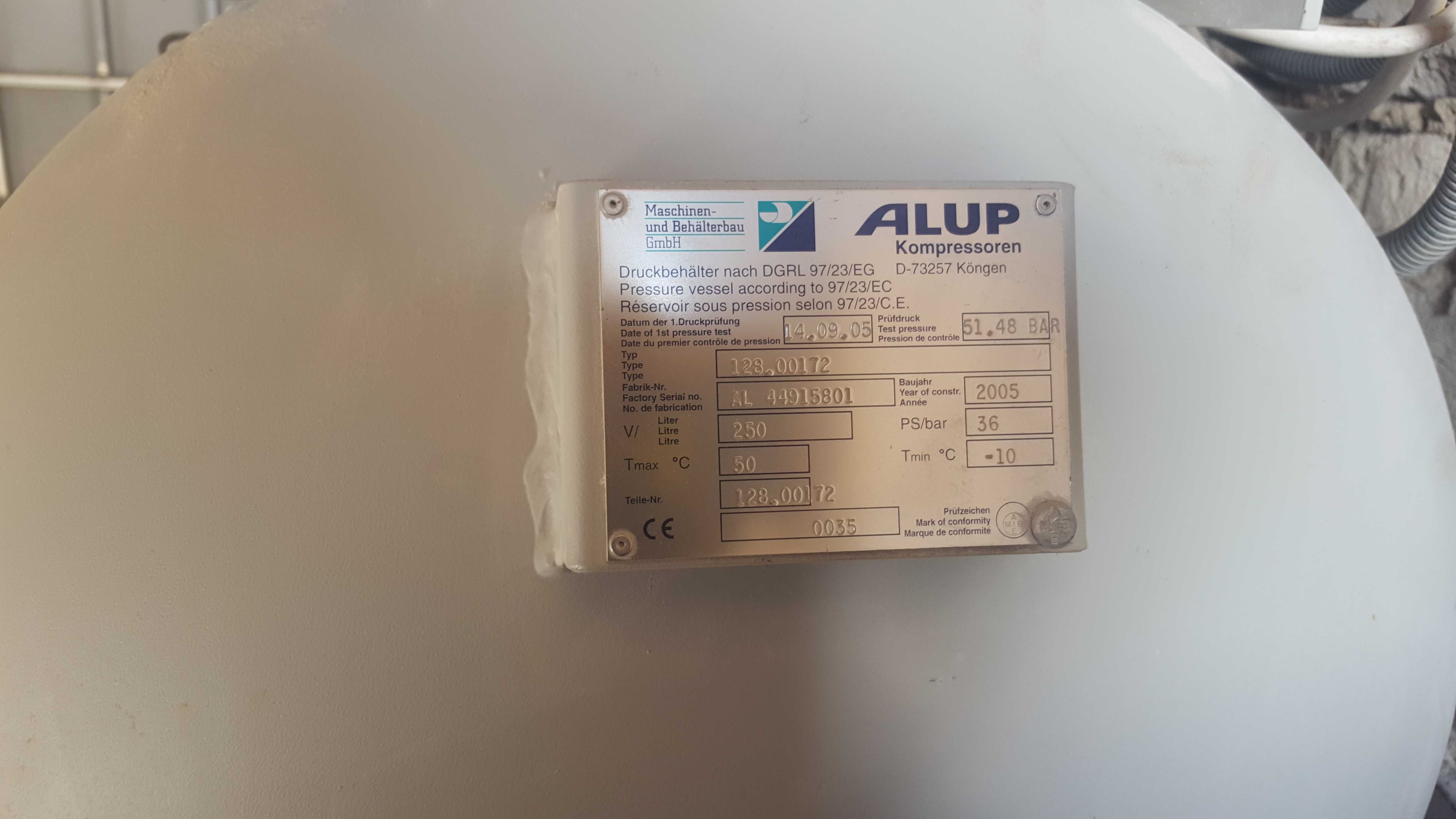 Компресор Atlas Copco LT5-30 - 30 бар, Ресивер ALUP 250 л, 36 бар.