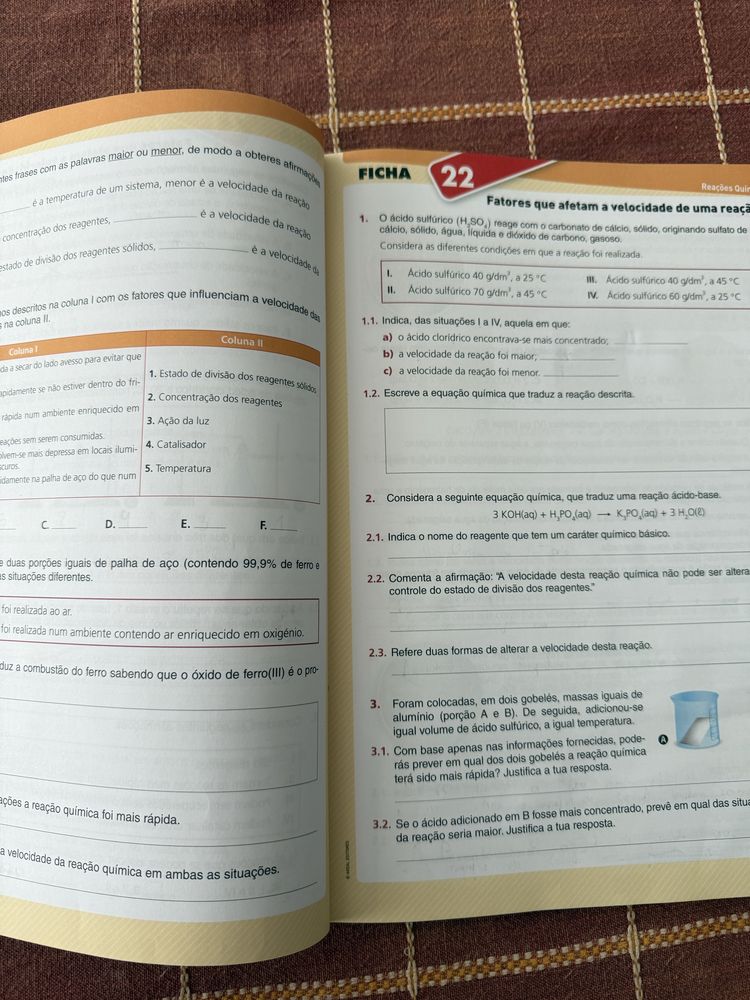 Fichas de fisico-quimica 8 ano