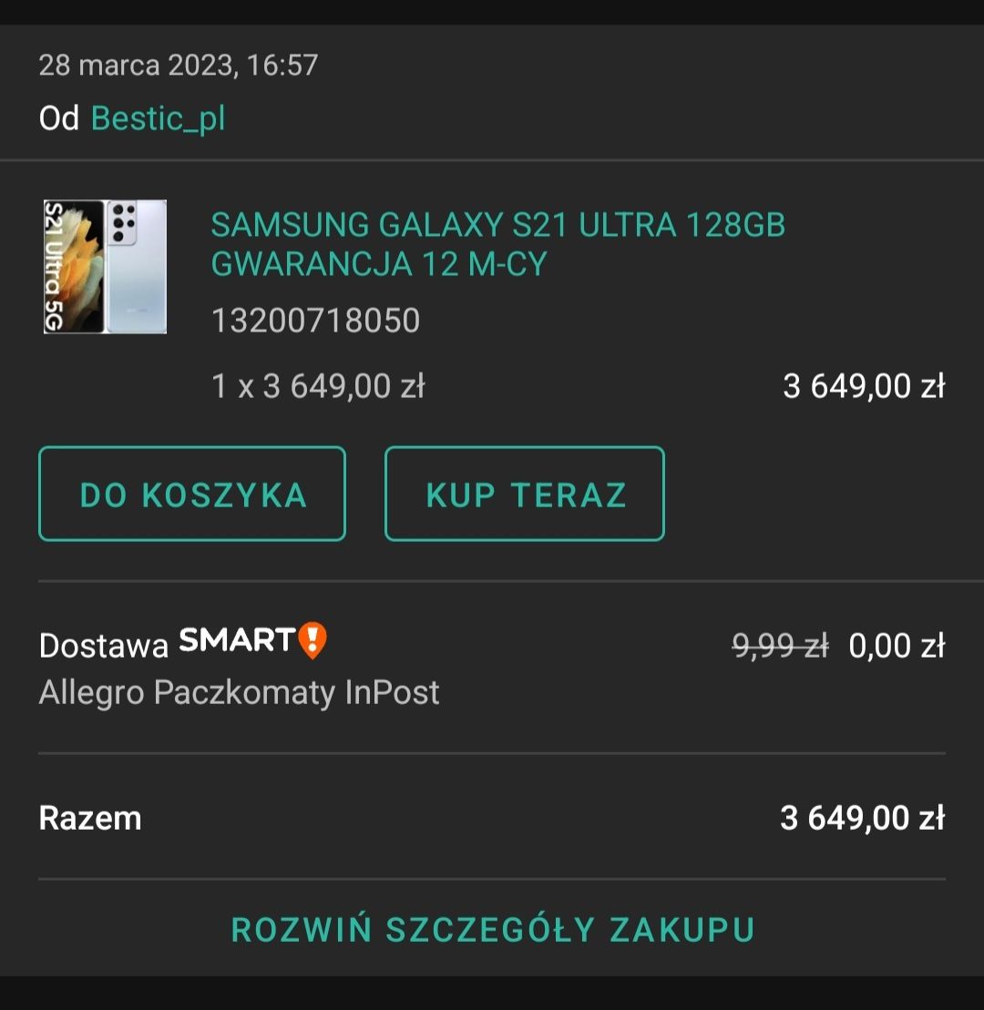 Samsung Galaxy S21 Ulta 128 GB Srebrny