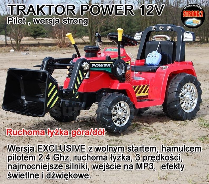 Najmocnijszy Traktor na akumulator z Łyżką i Pilotem 2x45W