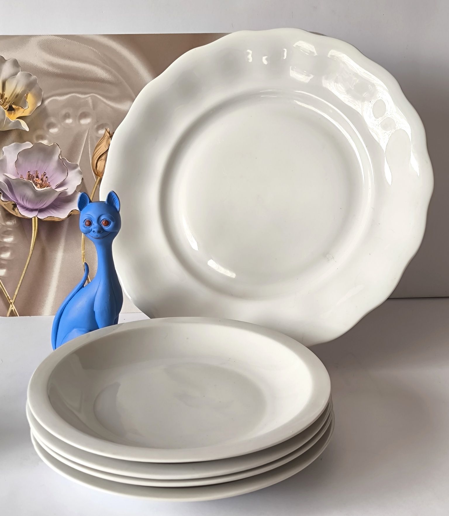 Piękna stara porcelana patera  + talerze głębokie 4 sztuki