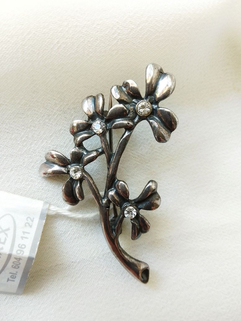 Srebrna broszka kwiaty/koniczynki srebro próby 925
