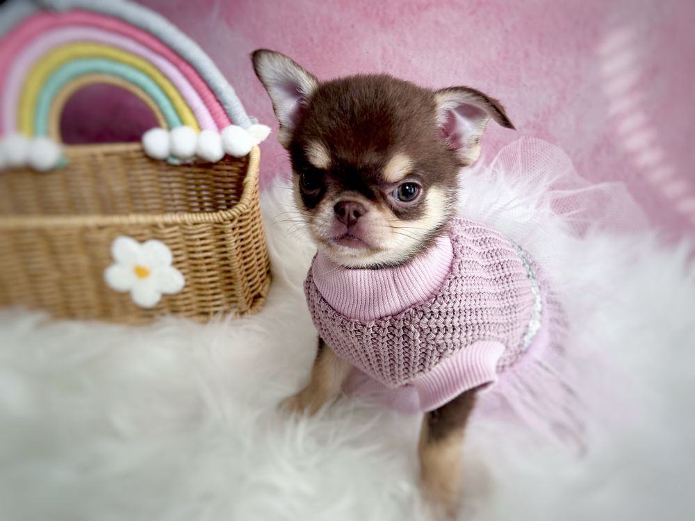 ***Cudowna dziewczynka chihuahua czekoladowa z paleniami***