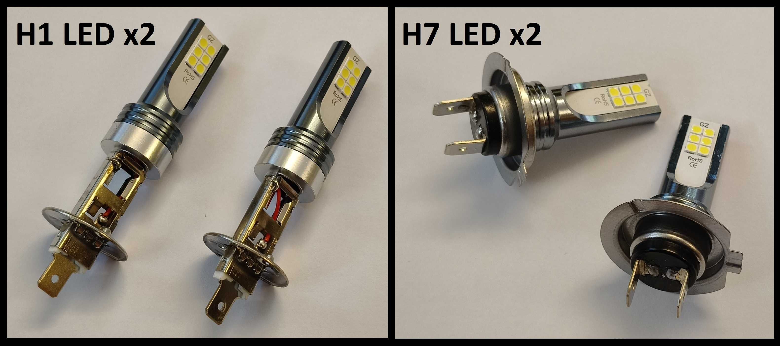Żarówki H1 i H7 LED nowe-biały zimny, światła mijania, drogowe ksenon