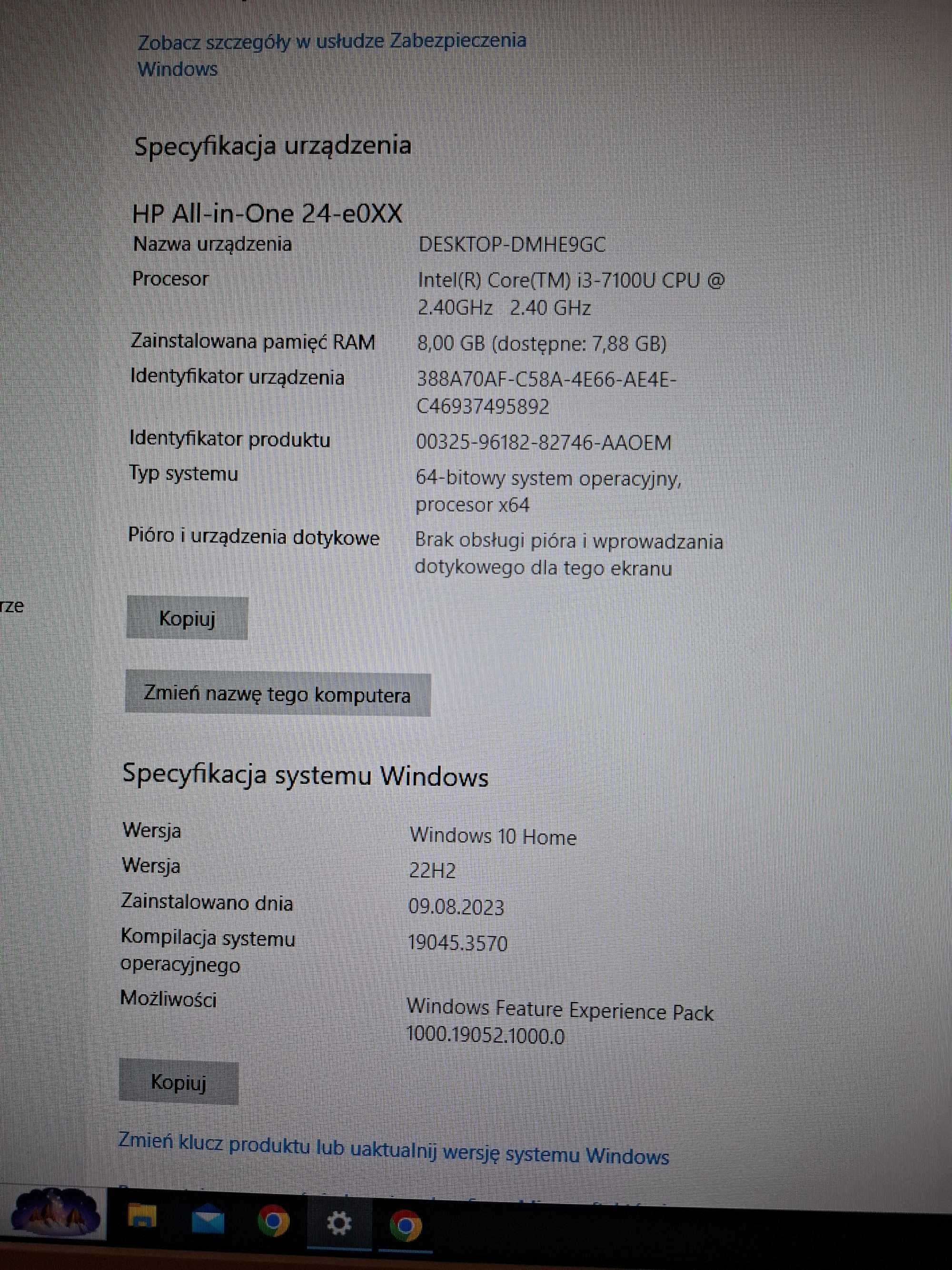 Komputer HP All in One 24 e009nw i3-7100U/8GB/240gB/Win10