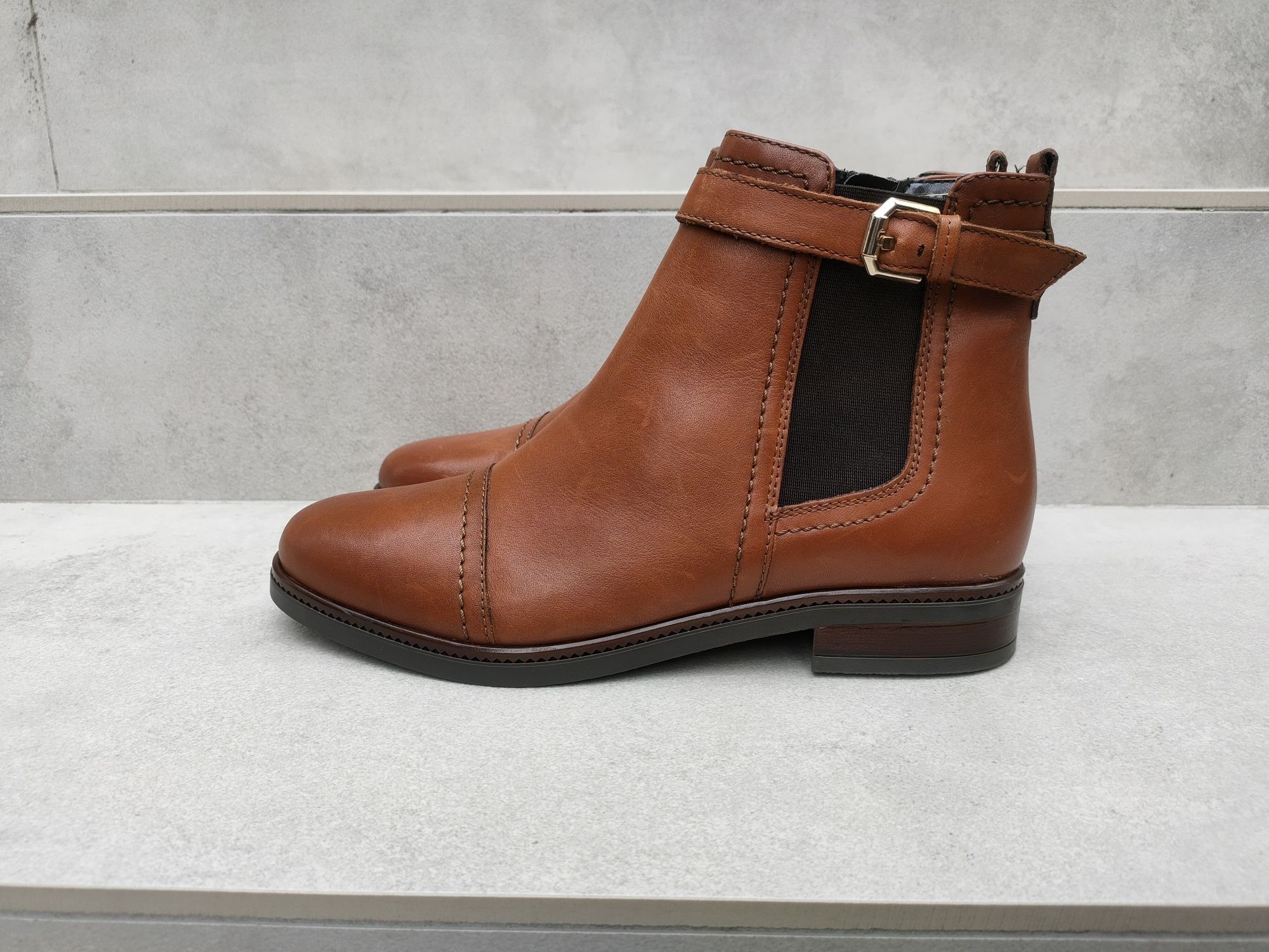 Buty Freeflex botki skórzane damskie brązowe na suwaki r. 38 24,5cm