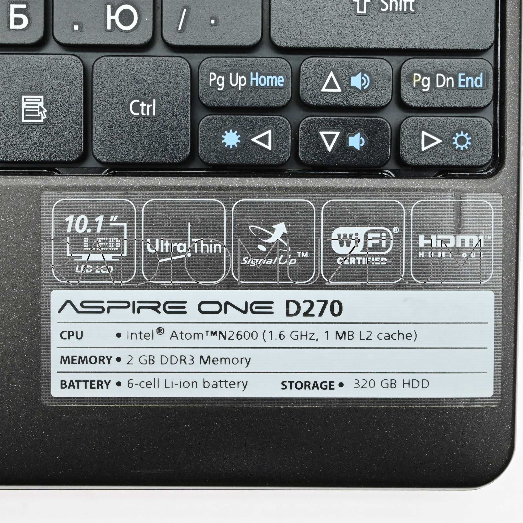 Нетбук Acer Aspire One D270, дуже гарний стан, справний, батареї слаба