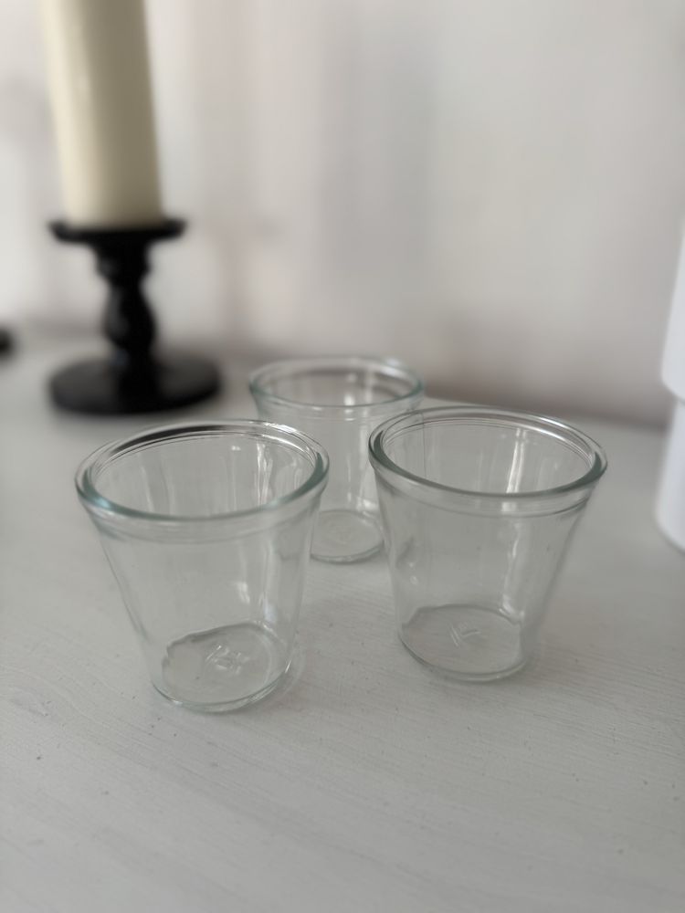 3 kubeczki na desery, małe kubeczki, szklanki, szklane miseczki, szkło