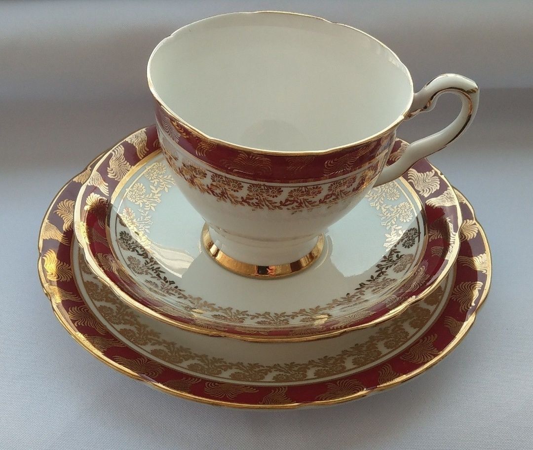 Stara Angielska Kostna Porcelana Royal Stafford Filiżanka Vintage Trio