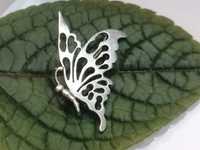 Motyl - śliczna broszka, srebro, poł. XX wieku