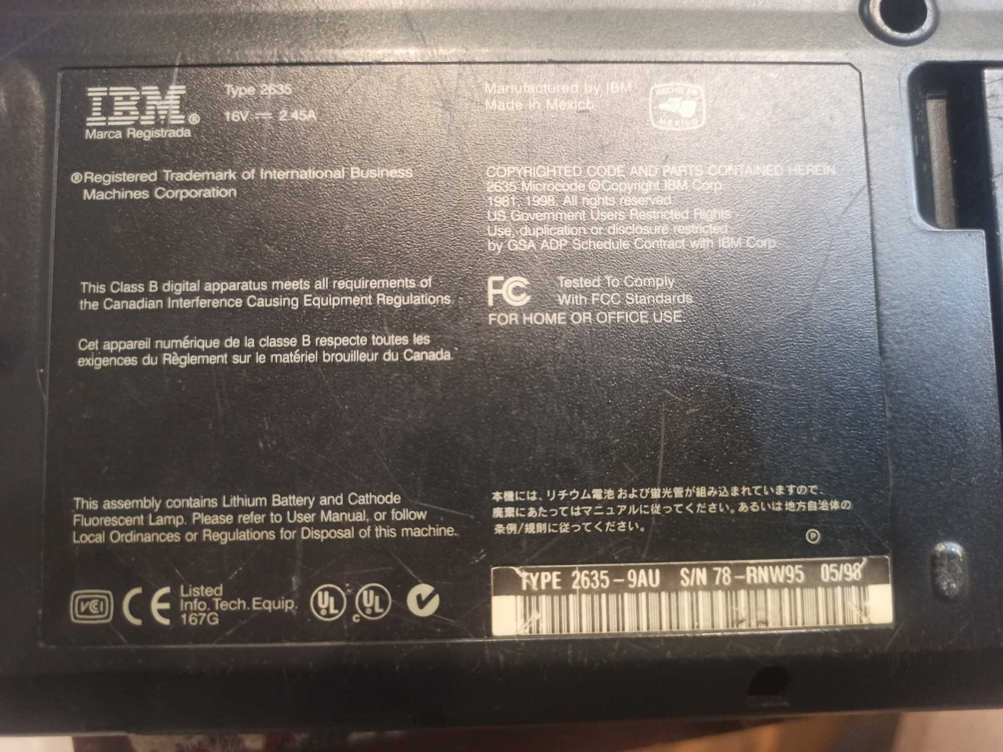 Винтажный ноутбук IBM ThinkPad 380 Type 2635