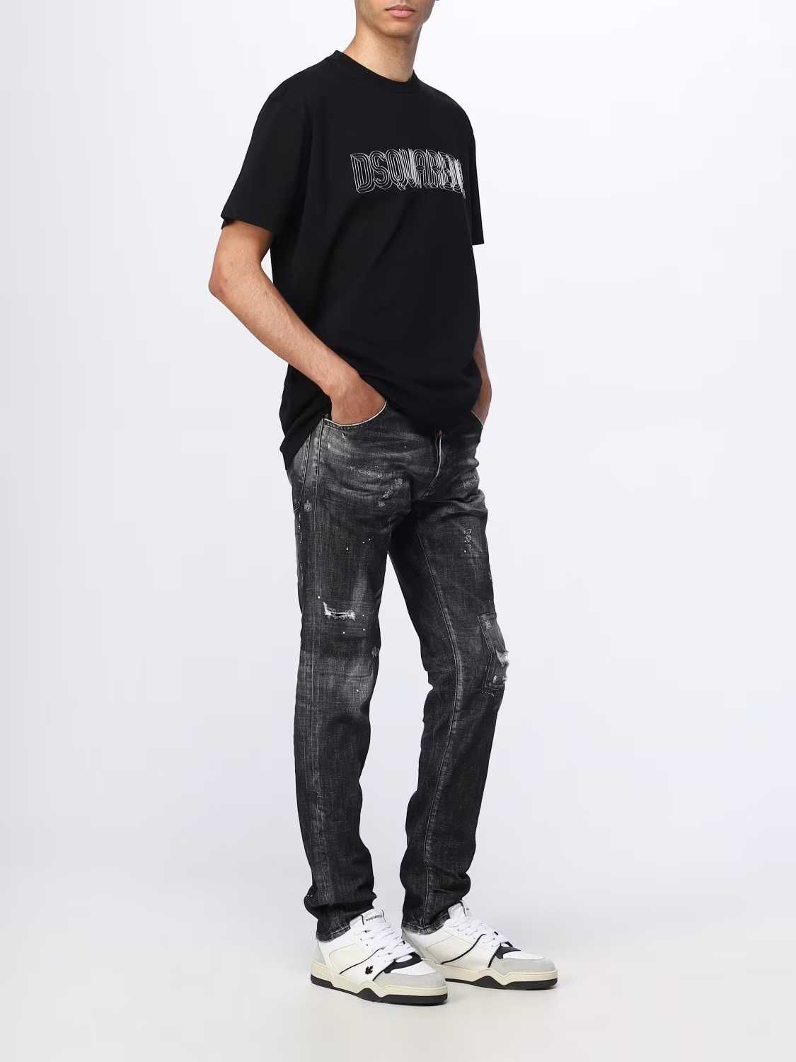 DSQUARED2 włoski t-shirt koszulka męska 3D BLACK -50%