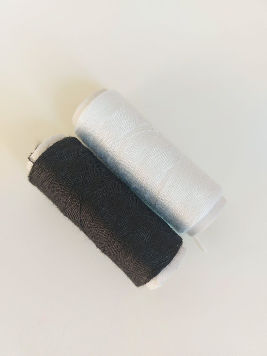 Набір 2шт нитки для шиття #40 чорна і біла рукоділля / Нитки бабины