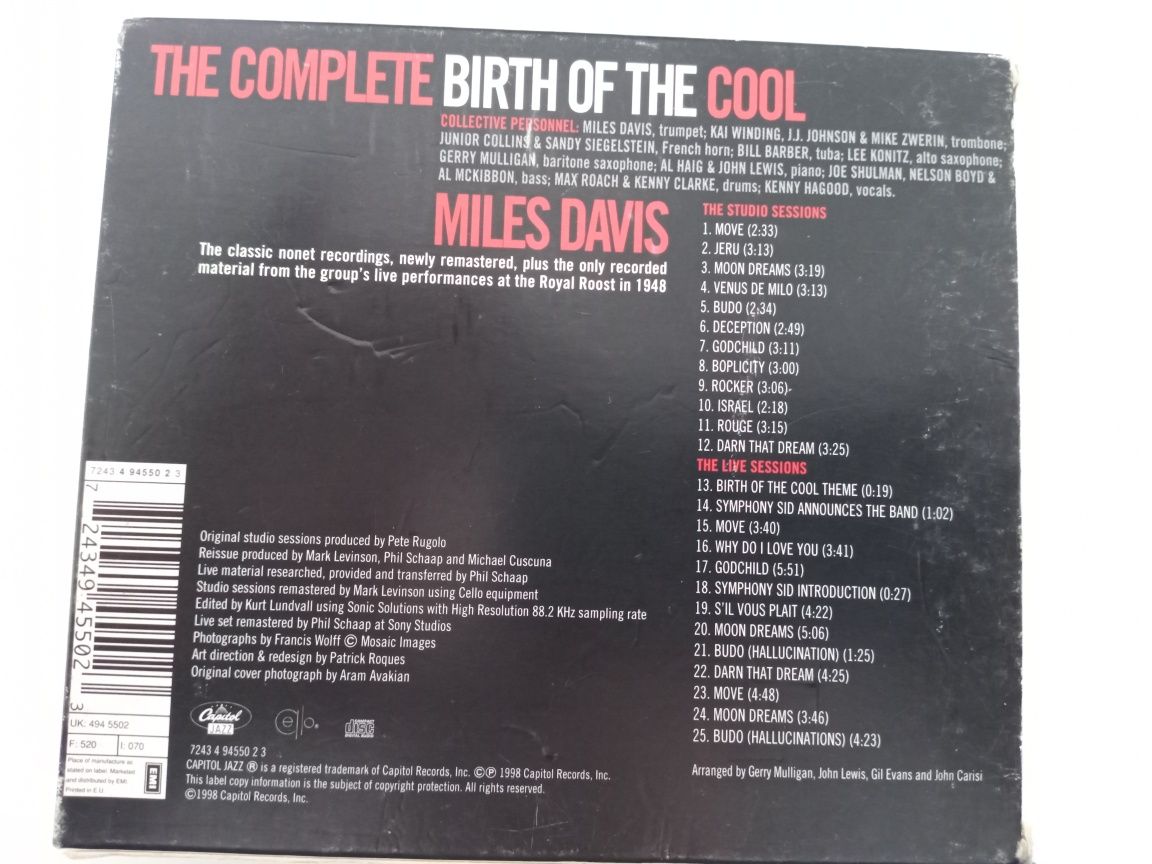 Miles Davis The Complete Birth of The Cool CD 1957/1998