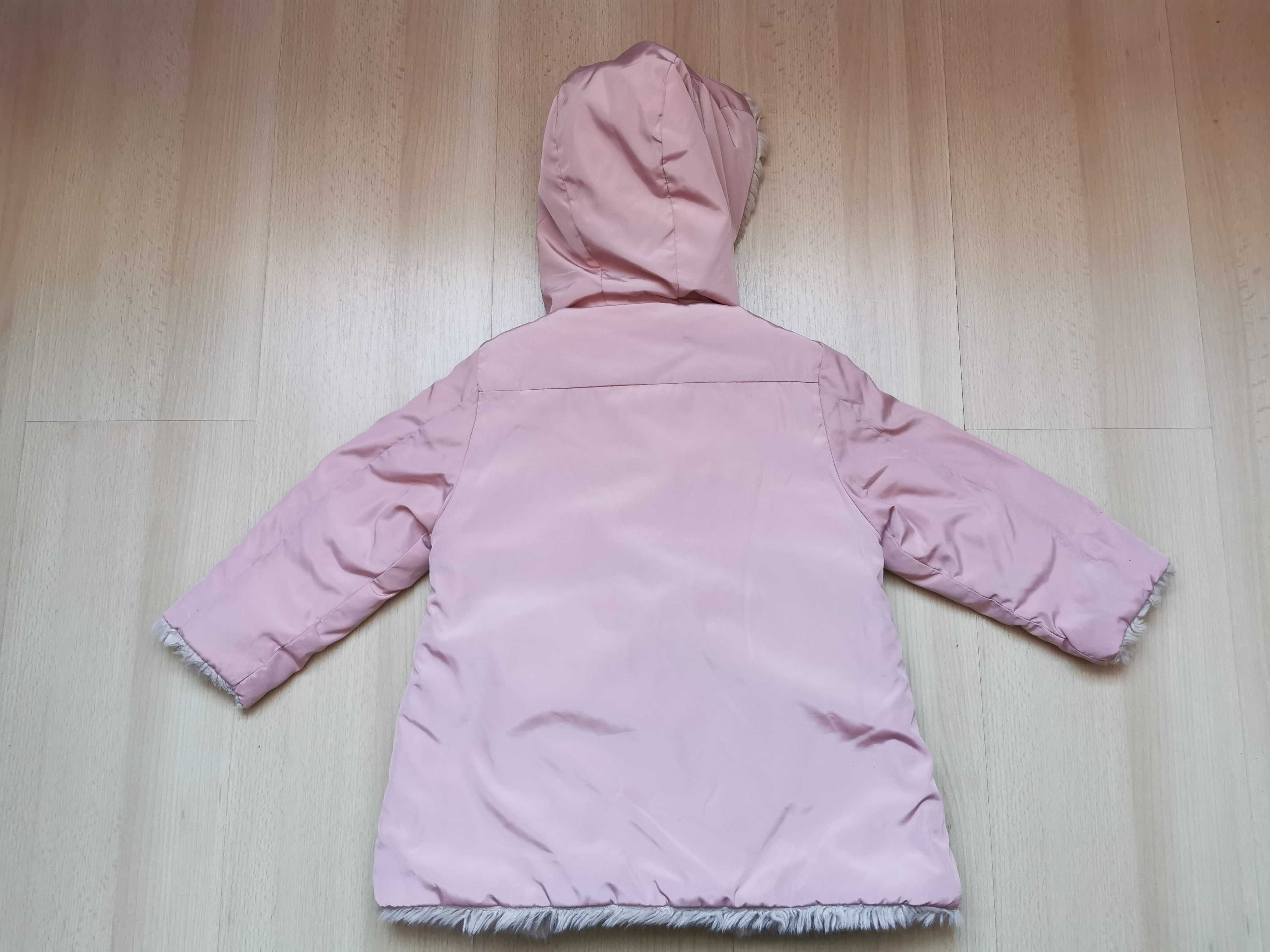 Różowa zimowa kurtka dziewczęca, Zara, 98